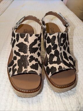Corkys Leopard Print Platform Wedges in Black & Cream NWOB Size 7